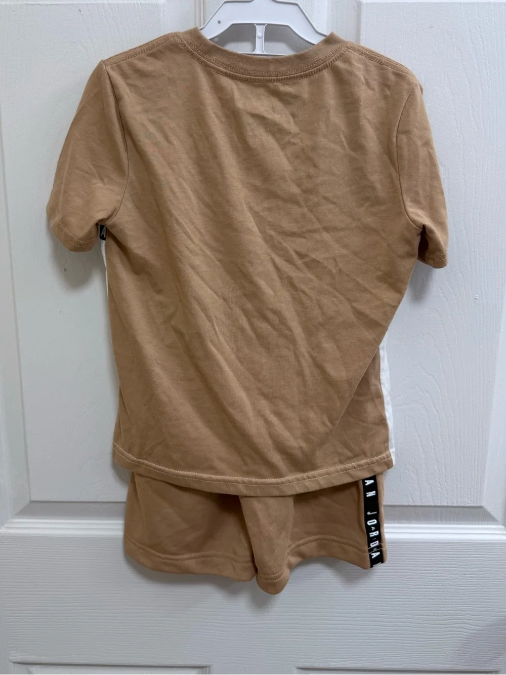 Jordan Kids Tan & White Short Sleeve Set with Logo Trim